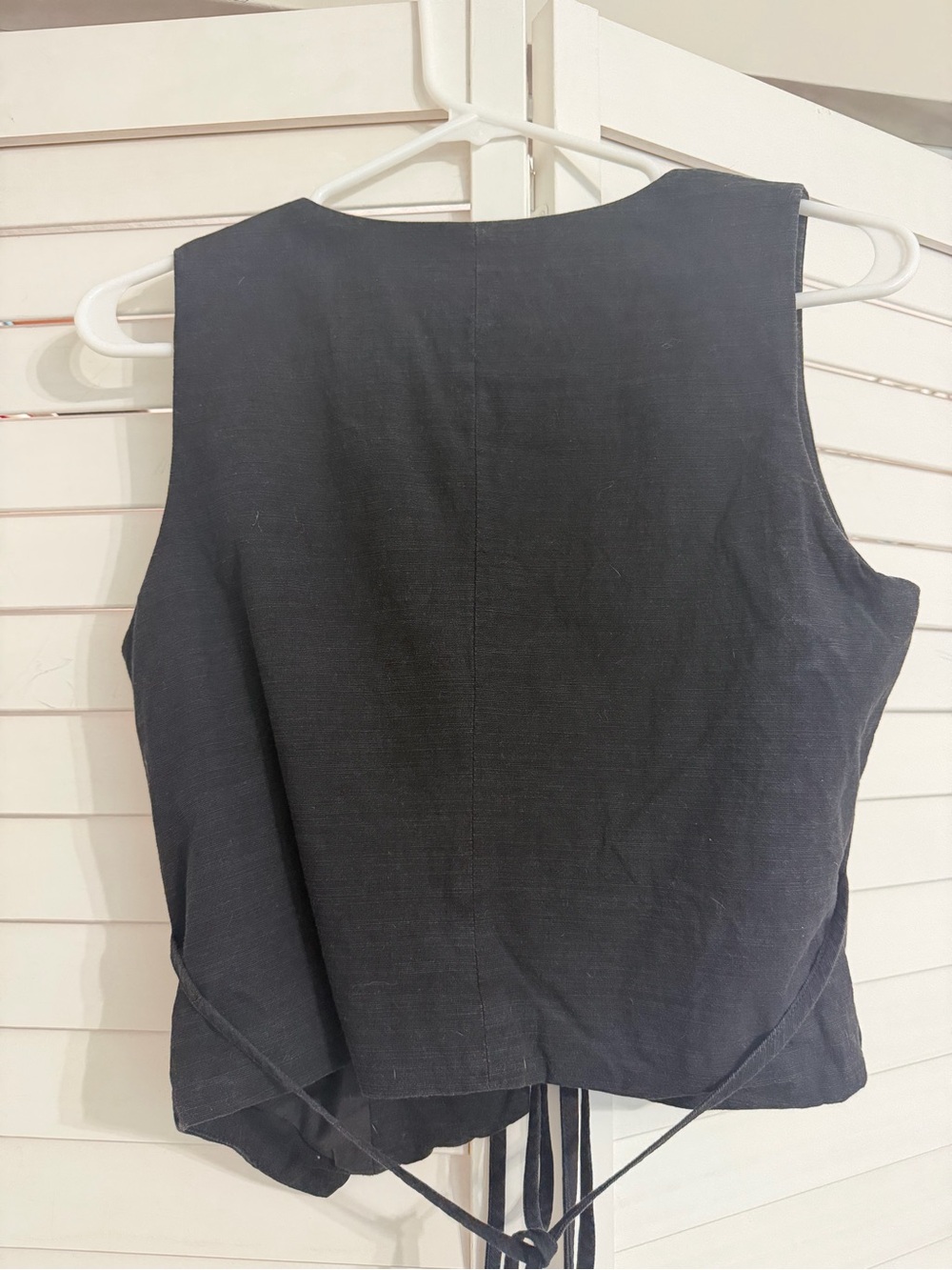 Commense Black Tie-Front Vest with Cream Wide-Leg Pants - Picture 4 of 4